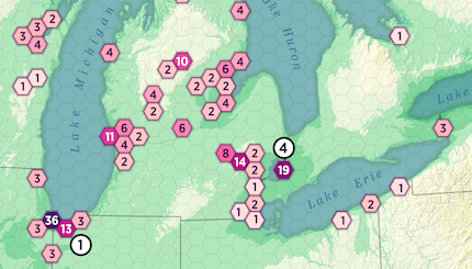 Map of Audubon Great Lakes project sites